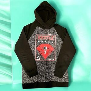 Carbon Vintage Hustle 24/7 Men's Black Graphic Hoodie Size L